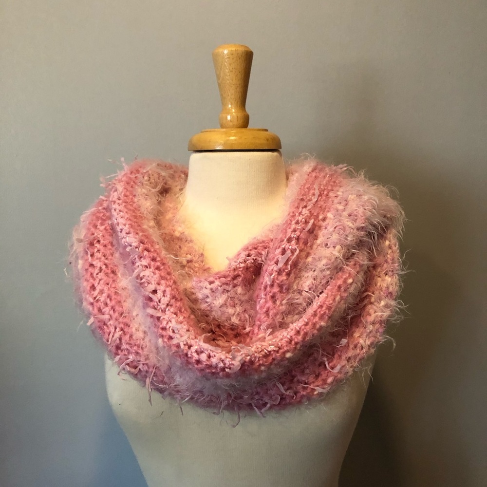 Pink handmade infinity scarf